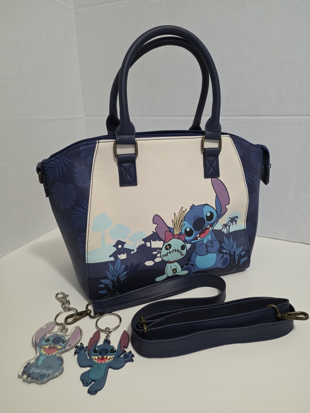 Loungefly Disney Lilo & Stitch Happy Stitch & Scrump Dark Blue Satchel Bag